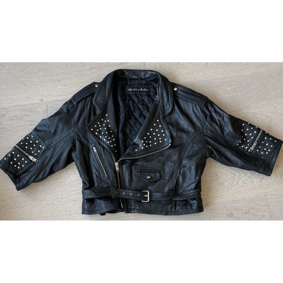Vintage Women's XL Hurricane Collection Studded Leather Biker Jacket90s Retro